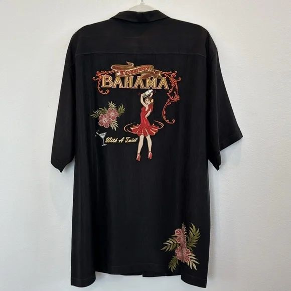 Men’s Tommy Bahama With A Twist Martini Hawaiian Tiki Shirt 100% Silk Size XL - Picture 5 of 12